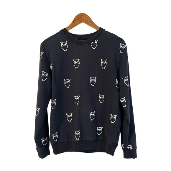Knowledge Organic Cotton Apparel Sweatshirt Owl Print Navy - Picture 3 of 6